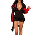 thumbnail image 3 of Body de Tirantes Finos para Mujer, Cuello en V con Cordones, Top Halter, Pantalones Cortos con Volantes, Mono para Fiesta en Club. Negro L, 3 of 10