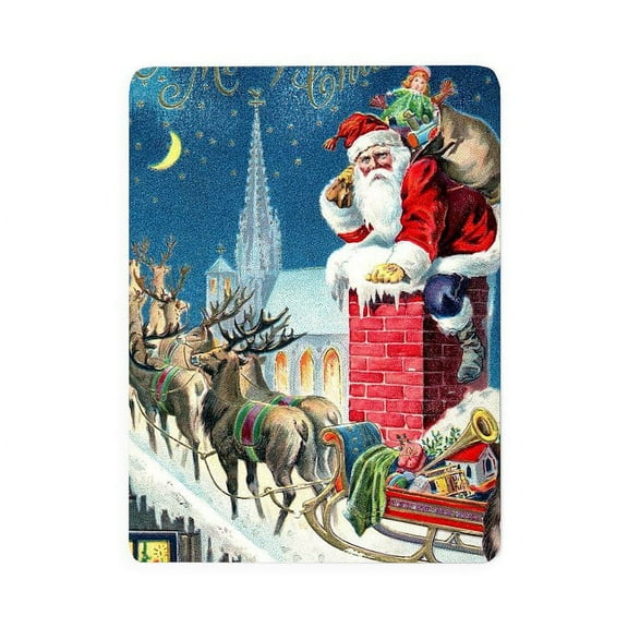 CafePress - Vintage Santa Christmas - Large Sherpa Fleece Throw Blanket 80" x 60"
