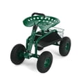 thumbnail image 1 of Tabouret de Travail de Jardin Robuste à Roulettes avec Capacité de 400 Lb, Siège Pivotant à 360 Degrés Hauteur Réglable, Plateau de Rangement pour Pneus Tout-Terrain, Banc d'Outils de Cour Extérieur, Vert Menthe/bleu Gentiane/rouge, 1 of 8