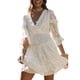 thumbnail image 1 of TRKIYQC Mini vestido cruzado para mujer, elegante, cuello en V profundo, manga media, lazo cruzado, vestido con volantes en la espalda TRKIYQC moda, 1 of 8