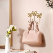 2Pcs Bow Wall Hook Decorative Bow Knot Hanger Multipurpose Gold Towel Hook Wall Mounted Hat Hanger for Living Room Bedroom