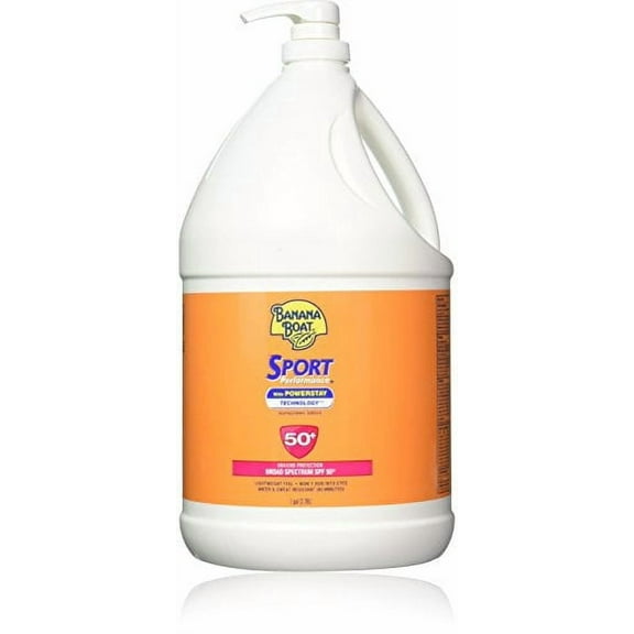 Banana Boat Sport Performance Broad Spectrum Sunscreen Lotion with Powerstay Technology, SPF 50, 1 Gallon Pump Bottle
