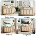 thumbnail image 3 of GloryStar 2 Drawers Rattan Cabinet with Power Outlet and LED Light, Boho Sideboard Buffet with 4 Door, Accent Storage Cabinet with Adjustable Shelve for Living Room, Dining Room, Hallway, Console, 3 of 8