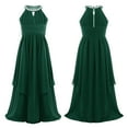 thumbnail image 2 of renvena Little Girl Sequins Halter Neck Ruffled Flower Girls Dress Chiffon Maxi Long Evening Prom Gowns Army Green 12, 2 of 7