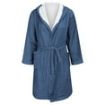 thumbnail image 4 of acuever Navy Women Robes Women's Fleece Plush Robe Long Warm Plush Bathrobe Loungewear Printed Comfort Robe, 4 of 4