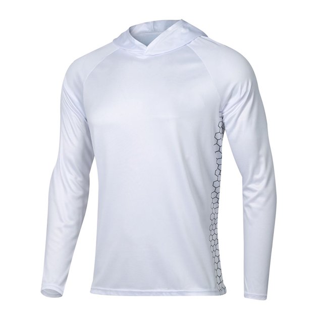 Chandail à Capuchon de Pêche pour Hommes à Manches Longues Protection Uv Vêtements de Pêche T-Shirt de Randonnée en Plein Air