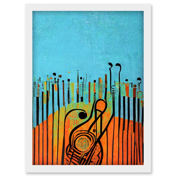 Conceptual Modern Abstract Musician On Stage Piano Artwork Framed Wall Art Print A4