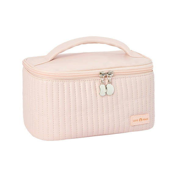 Hearth & Gear Cute Makeup Bag Mini Cosmetic Pouch For Women Small Quilted Beauty Bag Handy Zipper Pouch Metal Organizer Container Preppy Shampoo Beauty & Personal Care Hair Storage Travel Make up Bag