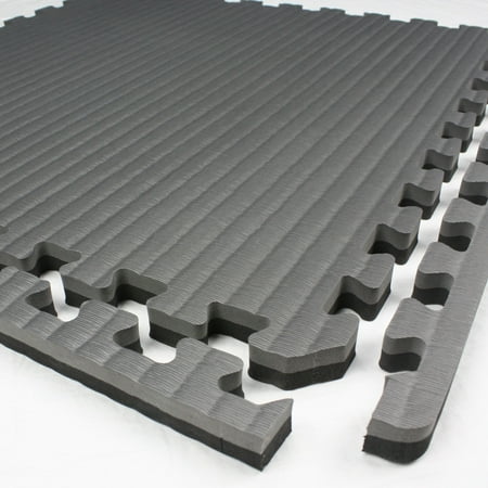 Martial Arts Workouts FlooringInc Tatami Tiles 2' x 2' Portable Gym Training Martial Arts Workout Mats Black Grey (1 Tile) ()