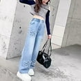 thumbnail image 5 of Baggy Jeans for Teen Girls Cute Ripped Y2K High Waist Wide Leg Bell Bottom Denim Pants Trendy Cargo Pants with Multi Pockets, 5 of 9