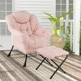 thumbnail image 2 of Costway Lazy Sofa Chair Accent Leisure Armchair with Folding Footrest & Storage Pocket Pink, 2 of 10