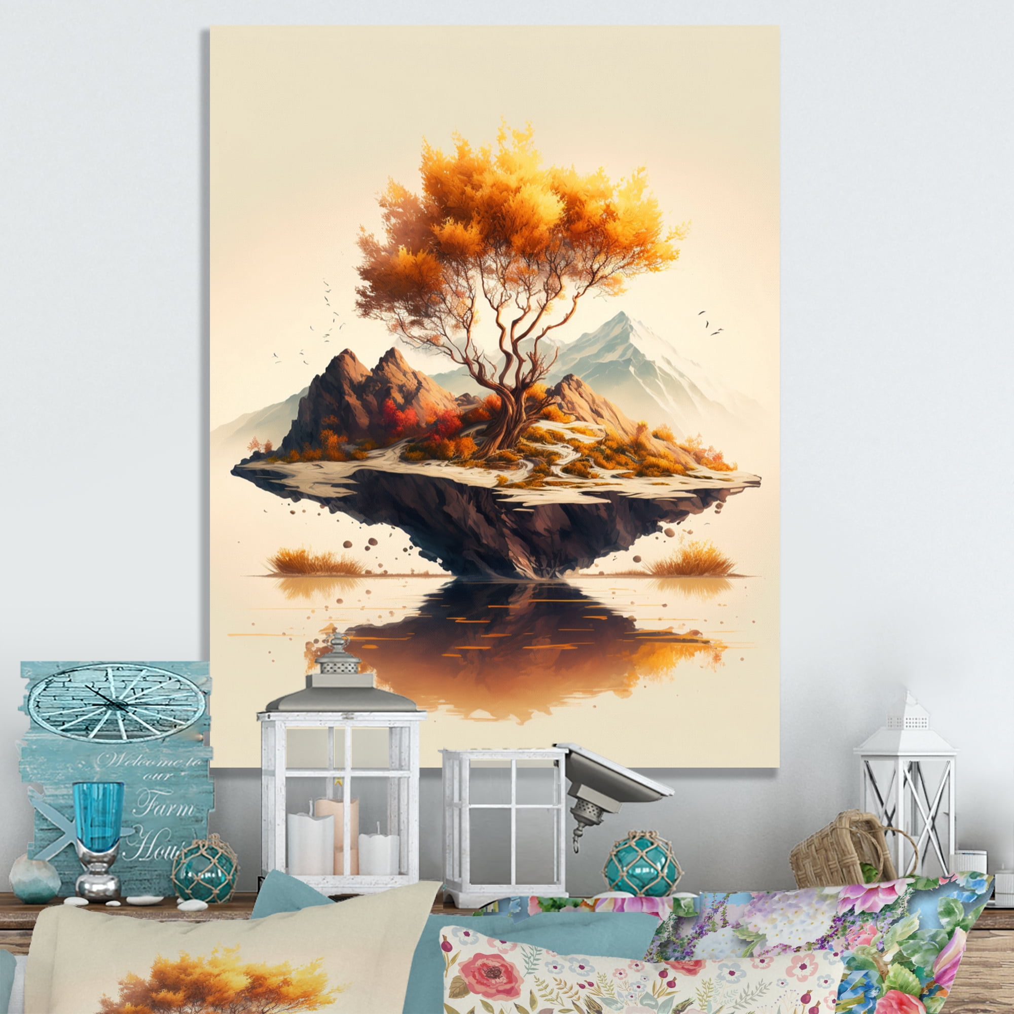 Designart Bright Bonsai Tree On Rock I Canvas Wall Art