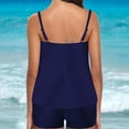 thumbnail image 3 of Tqyyweavej Womens Tankini Swimsuits Tummy Control Square Neck Spaghetti Strap Beach Tops and Baggy Solid Color Bathing Board Shorts, 3 of 5