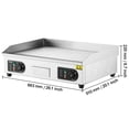 thumbnail image 3 of VEVOR Commercial Electric Griddle,2800W Countertop Flat Top Grill,122℉-572 ℉ Adjustable Temp,25.98x15.75x0.39in Stainless Steel Griddle Grill with 2 Shovels,2 Brushes,for Home Restaurant(No Plug), 3 of 9