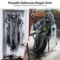 thumbnail image 6 of Large 5.7ft Halloween Skeleton Hanging Ghost Skull with LED Eyes and Creepy Sound for Party Décor, 6 of 8