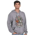 thumbnail image 3 of Never Give Up Fight Skull Tattoo Zip Up Hoodie Men's Women's Brisco Brands L, 3 of 6