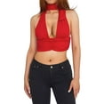 thumbnail image 3 of Canis Ruched Halterneck Tops for Women with Bandage Backless Design, 3 of 9