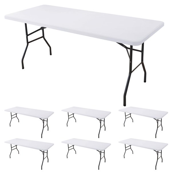 Mantel Enjoyidea, mesa rectangular ajustable de 6 pies, paquete de 6, blanco