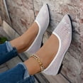 thumbnail image 4 of Womens Mesh Pointed Toe Flats - Breathable Lightweight Slip-on White Ballet Flat Shoes,Size 9.5, 4 of 9
