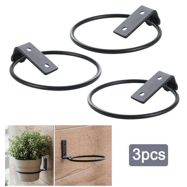 3x Folding Flower Pots Holder Wall Mounted Ring Planter Pot Hanger Bracket Tray 