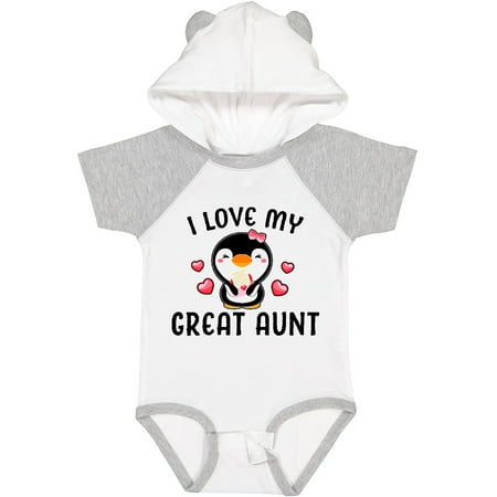 

Inktastic I Love My Great Aunt with Cute Penguin and Hearts Gift Baby Girl Bodysuit