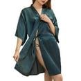thumbnail image 4 of DPTALR Women Hot Fix Casual Solid Color Simulated Silk Home Clothing Robes, 4 of 6