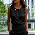 thumbnail image 2 of Curuila Womens Summer Tops Crew Neck Sleeveless Solid Color Comfortable Casual Wear T Shirt Black Size L, 2 of 4