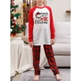 thumbnail image 5 of Christmas Family Pajamas Matching Set, Long Sleeve Letters Print T-shirt with Plaid Pants Sleepwear Loungewear, 5 of 7