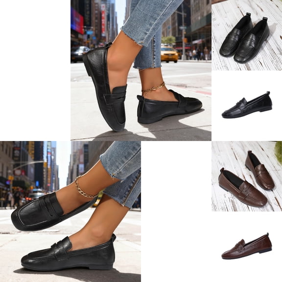 Xdegoge Women's Penny Loafers Closed Toe Slip On Shoes Classic Casual Dress Flats for Business and Daily Wear