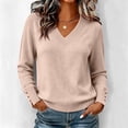 thumbnail image 6 of Gytharion Women's Plus Size Sweaters Solid Color V Neck Long Sleeve Cuff Button Knit Tops Lightweight Soft Business Casual Pullover Sweaters, 6 of 8