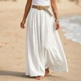thumbnail image 4 of Vynhevius Womens Solid Belted Skirt Elastic Waist Flowy Casual Maxi, 4 of 6