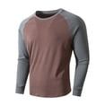 thumbnail image 4 of Zylanna Mens Raglan Long Sleeve Tees, Raglan Sleeve Stretchy Classic Crewneck Regular Fit Casual Layering Shirts for Men Coffee, 4 of 9
