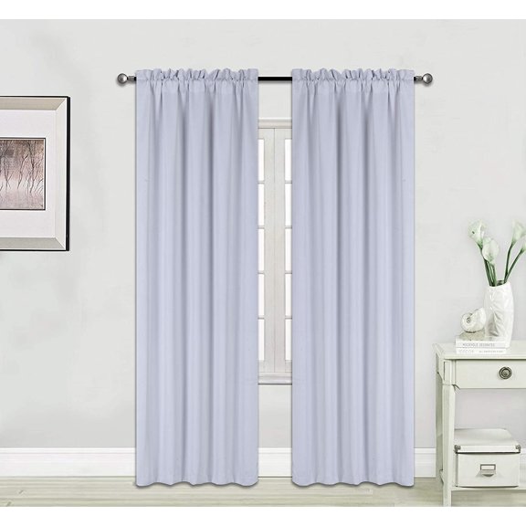Kashi Home Blackout Curtain Panel Rod Pocket, Soft Thermal Insulated Room Darkening Window Drape, 54 x 90 Inch, Tessa Single Panel (Cloud)