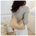 thumbnail image 3 of Granjero Gordo Bolso de mano tejido y bolsas de cosméticos, bolso de mano tejido elegante de playa de verano, bolso de hombro de 11.02 x 3.34 x 7.48 pulgadas (caqui), 3 of 5