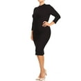 thumbnail image 4 of Women's Plus Size Mock Neck Mini Dress Lightweight 3/4 Sleeve Bodycon Fit, 4 of 5
