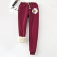 thumbnail image 2 of Winter Warm Fuzzy Sweatpant for Women Elastic High Waist Sherpa Lined Jogger Fleece Pants Drawstring Trendy Print Pants Womens Clothes, 2 of 6