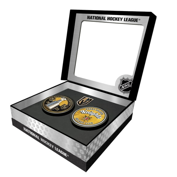 Vegas Golden Knights Stanley Cup Retro Puck & 3D Cup Puck Gift Box Set