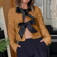 thumbnail image 2 of Brglopf Womens Sequin Tops Elegant Gold Velvet Strap Bow Cut Out Dressy Shirts Long Sleeve Sparkly Glitter Party Blouse Top, 2 of 8