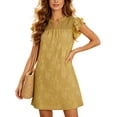 thumbnail image 2 of Royisotas Short sleeve Dresses for Women Loose Ruffle Solid color Mini A-line Womens V-neck Casual Dress, 2 of 9