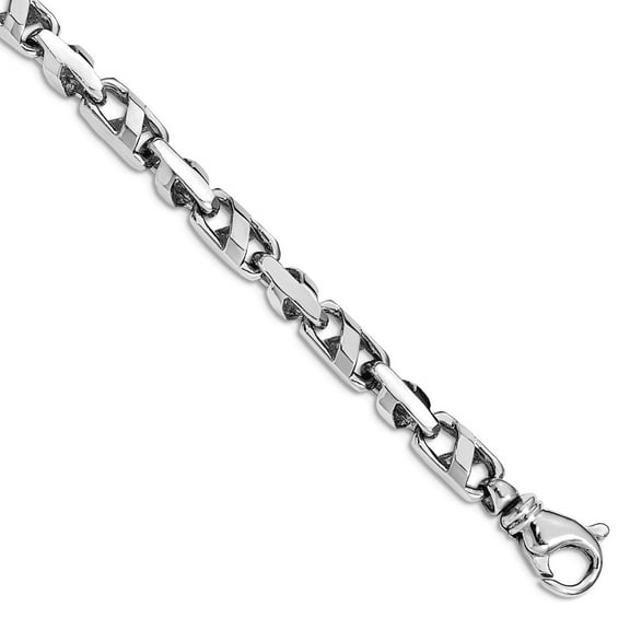 14k White Gold Solid Polished Fancy Lobster Closure 5.75mm Fancy Link Chain Bracelet 8 Inch Lobster Claw Link Bracelet f