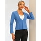 thumbnail image 3 of chaqueta cortada traje Oficina de trabajo para mujer, sin cuello, con cremallera abrigo corto Azul S, 3 of 5