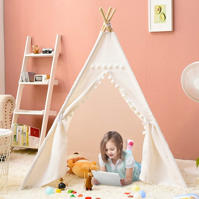 Keyahappy Teepee Play Tent, Pompom Design, Off-White photo 2