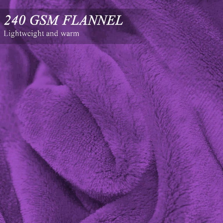 Auchen Purple Microfiber Plush Reversible Bed Blanket, King