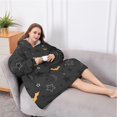 thumbnail image 5 of Oversized Wearable Blanket Hoodie,Halloween Bats and Stars Pattern Sherpa Blanket Hoodie with Super Pockets,Super Warm Fuzzy Pullover for Women & Men, 5 of 6