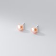 thumbnail image 3 of Pendientes de perlas de agua dulce de plata con agujeros para las orejas, pendientes pequeños y sencillos, joyería para las orejas de mujer, 3 of 4