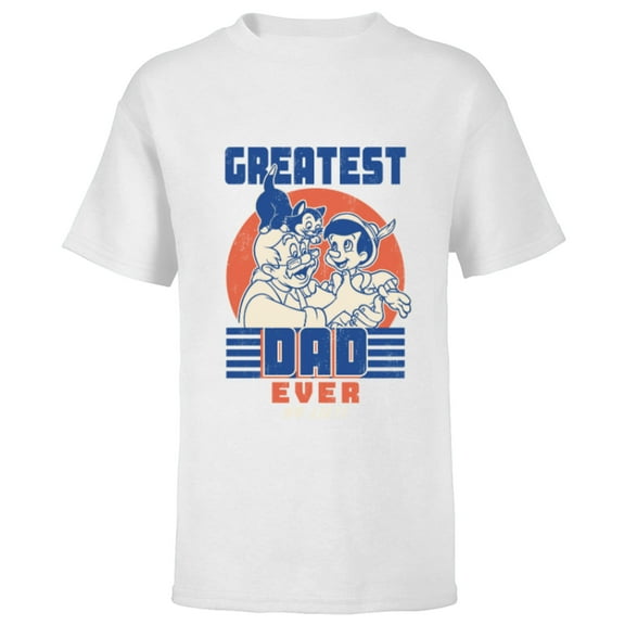 Disney Pinocchio and Geppetto Greatest Dad Ever No Lie - Short Sleeve T-Shirt for Kids - Customized-White
