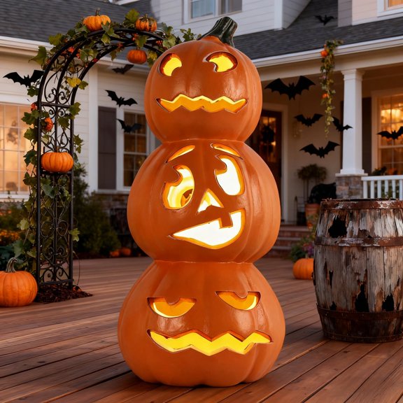 DUNCHATY 15" LED Halloween Pumpkin, Halloween Decorations, Terrifying Waterproof Decor for Indoor/Outdoor, Party, Trick-or-Treat Ambiance