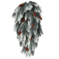 30 Inch Artificial Christmas Teardrop Swag Pine Needle Greenery with Pine Cone Winter Wreath for Front Door Stairway Fireplace Indoor Outdoor Decor
