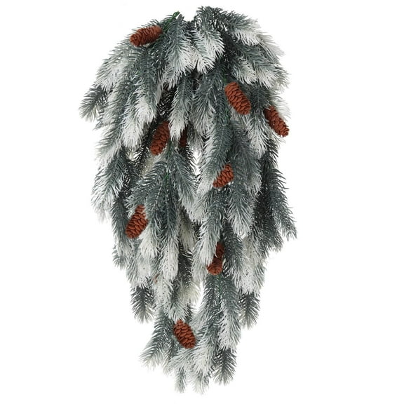 30 Inch Artificial Christmas Teardrop Swag Pine Needle Greenery with Pine Cone Winter Wreath for Front Door Stairway Fireplace Indoor Outdoor Decor
