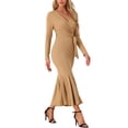 thumbnail image 4 of INSPIRE CHIC Bodycon Long Maxi Dresses for with Belt Sexy Floor Length Fishtail Mermaid Dress, 4 of 5